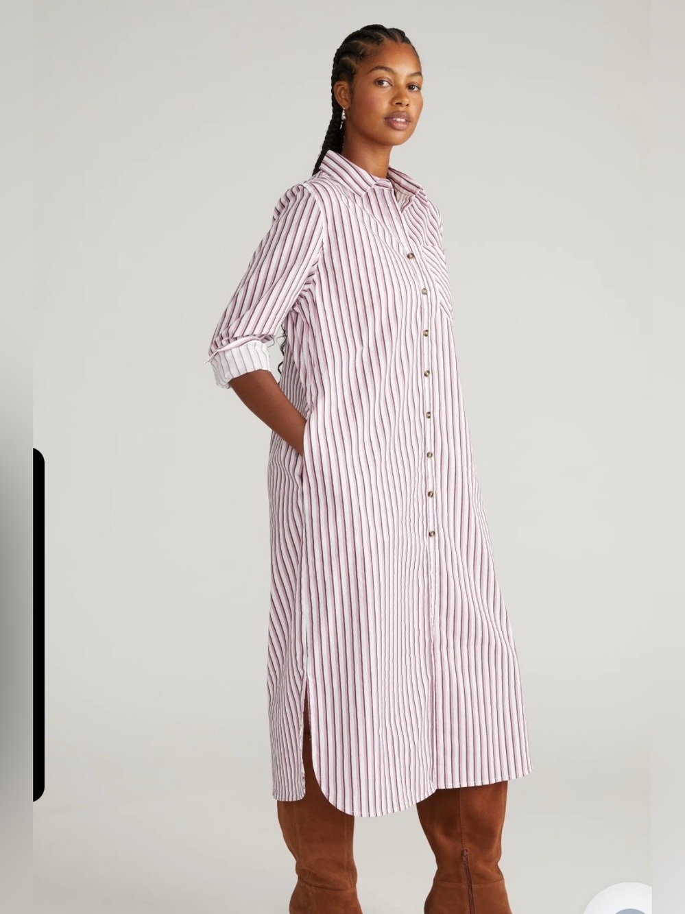 Universal Standard Odeon Poplin Shirtdress in Lilac Stripe. NWT. XS US=10-12 reg